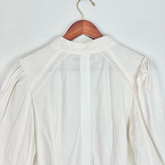 Free People Ariana Lace Trim Linen Military-Inspired Jacket White Size XS - Picture 14 of 15